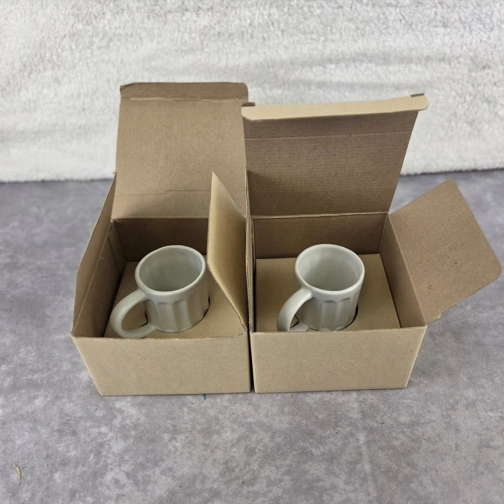 Vintage White Ceramic Fluted Espresso Demitasse Cup and Saucer Set of 2
